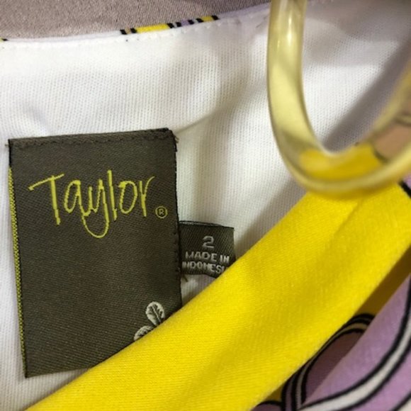 Taylor Yellow and Purple Drape Neck Dress - Picture 6 of 6